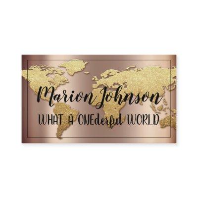 World Globe Map Travel Agency  Rose Gold Glitter