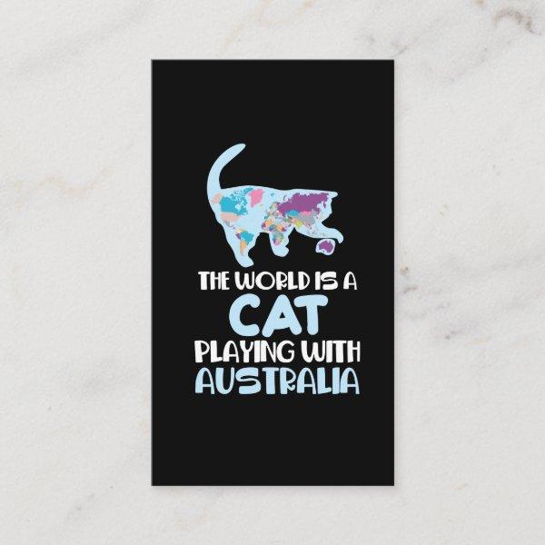 World Is A Cat playing Australia Traveling Humor