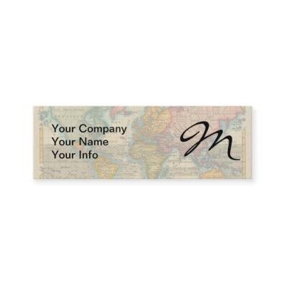 World Map 1700s Antique Continents  Mini
