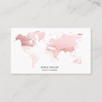 World Map Agate Pink event Planner Travel Blogger