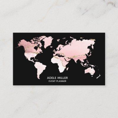 World Map Agate Pink event Planner Travel Blogger