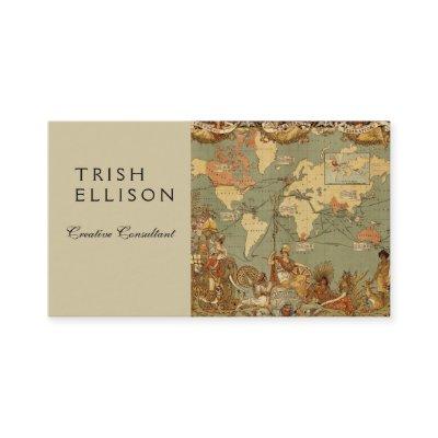 World Map Antique 1886 Illustrated