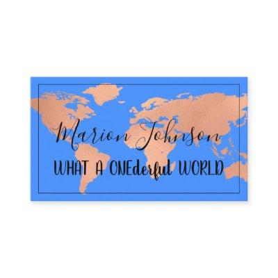 World Map Globe Map Travel Agency Copper Framed