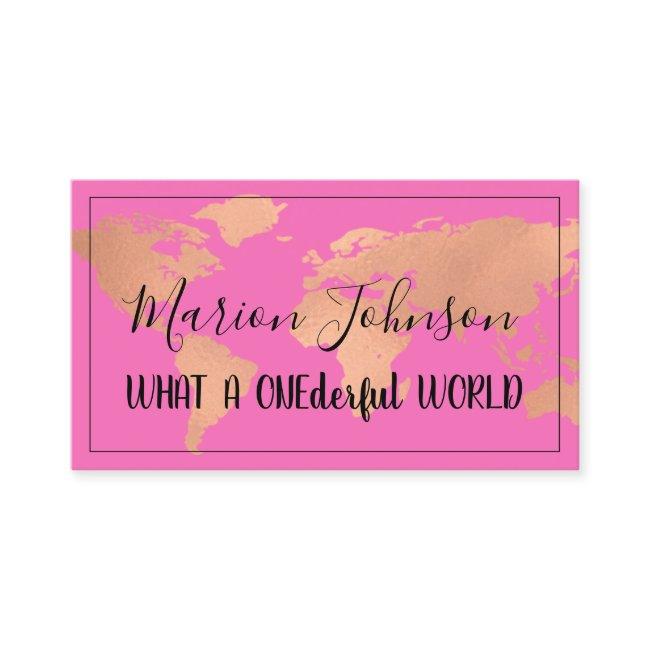 World Map Globe Map Travel Agency Copper Pink