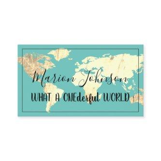 World Map Globe Map Travel Agency Gold Blue Teal
