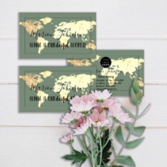 World Map Globe Map Travel Agency Gold Green Frame