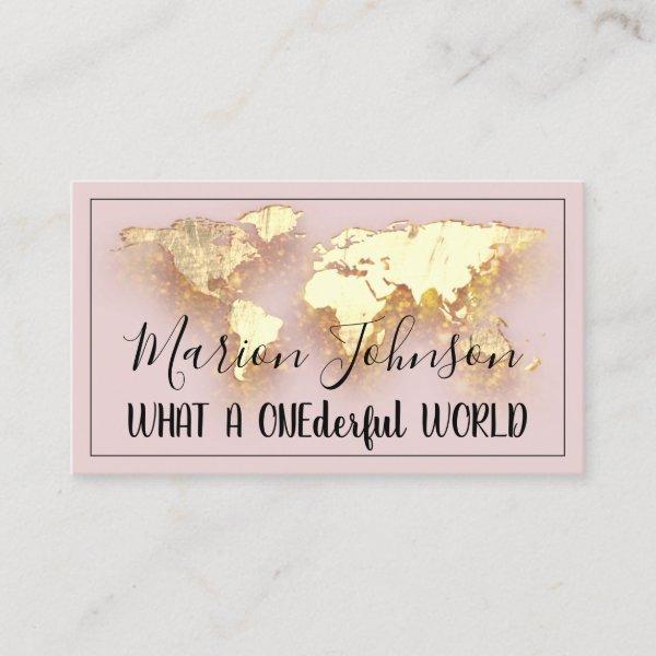 World Map Globe Map Travel Agency Gold Logo Blush