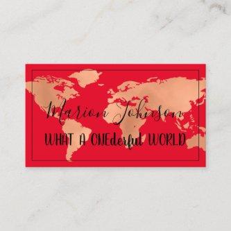 World Map Globe Map Travel Agency Red Cooper