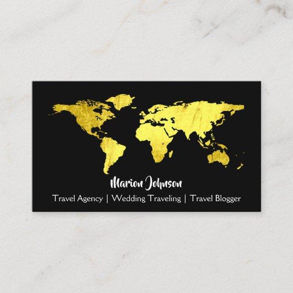 World Map Globe Map Traveling Black Gold Logo