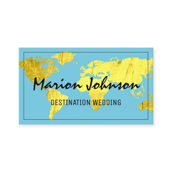 World Map Globe Map Traveling Logo Blue Gold