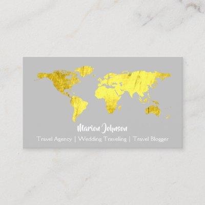 World Map Globe Map Traveling Logo Gray Gold