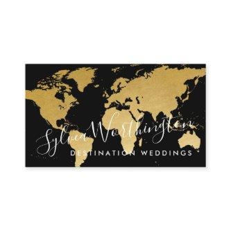 World Map Gold and Black Travel