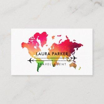 World Map Travel Agent Tour Vacation Pink Red
