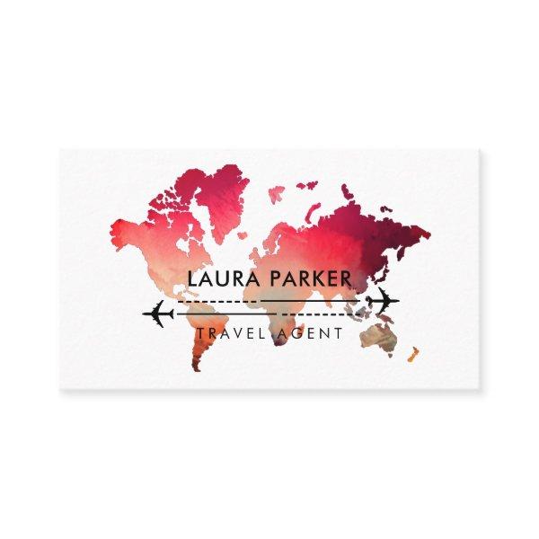 World Map Travel Agent Tour Vacation Services Red
