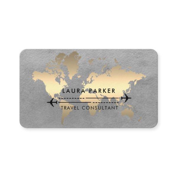 World Map Travel Agent Watercolour Gold Tourism