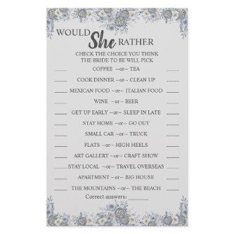 Would She Rather Grey Bridal Shower Game Card Flyer