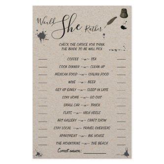 Would She Rather | Pen & Inkwell Shower Game Card Flyer