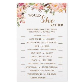 Would She Rather Pink Bridal Shower Game Card Flyer