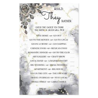 Would They Rather Black Roses Shower Game Card Flyer