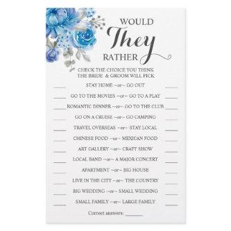 Would They Rather Blue Flower Shower Game Card Flyer