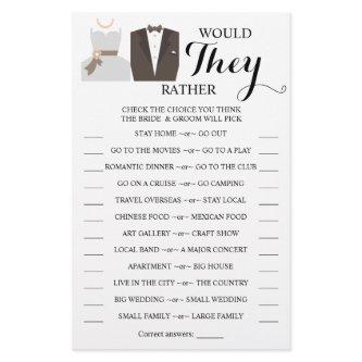 Would They Rather Bride & Groom Shower Game Card Flyer