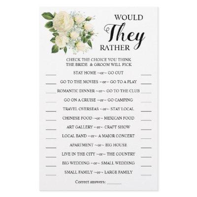 Would They Rather Couples Shower Game Card Flyer