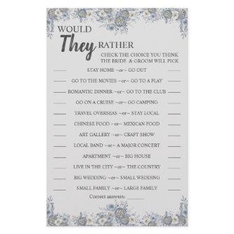 Would They Rather Gray Floral Shower Game Card Flyer