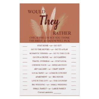 Would They Rather Pampas Grass Shower Game Card Flyer