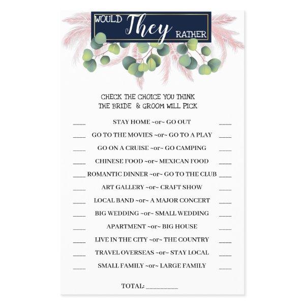 Would They Rather Pampas Grass Shower Game Card Flyer