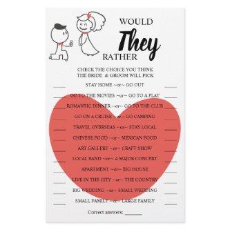 Would They Rather Wedding Couple Shower Game Card Flyer