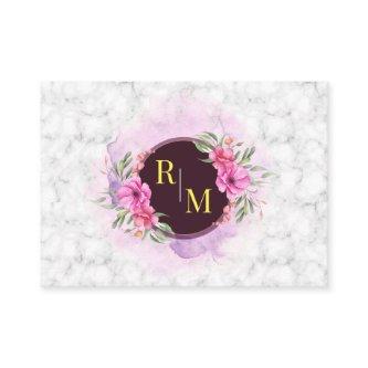 Wreath Floral Initial Letter Monogram Name Marble