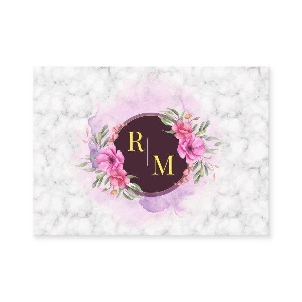Wreath Floral Initial Letter Monogram Name Marble