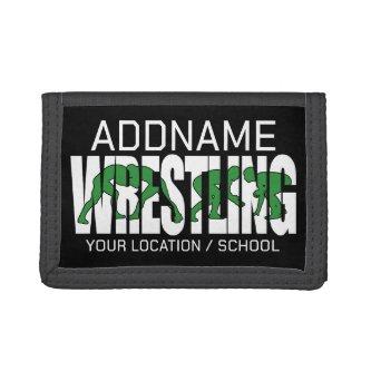 Wrestling Team ADD TEXT School Varsity Wrestler  Trifold Wallet