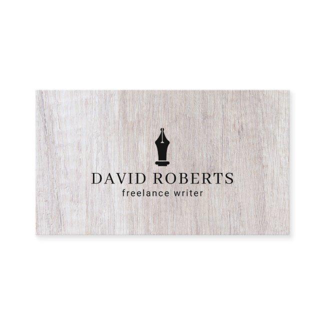 Writer Editor Author Pen Nib Logo Classy Wood