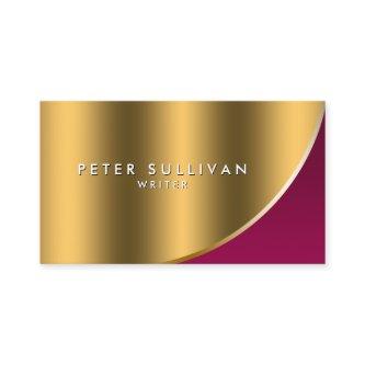 Writer Literary Publishing Elegant Red Gold Curve