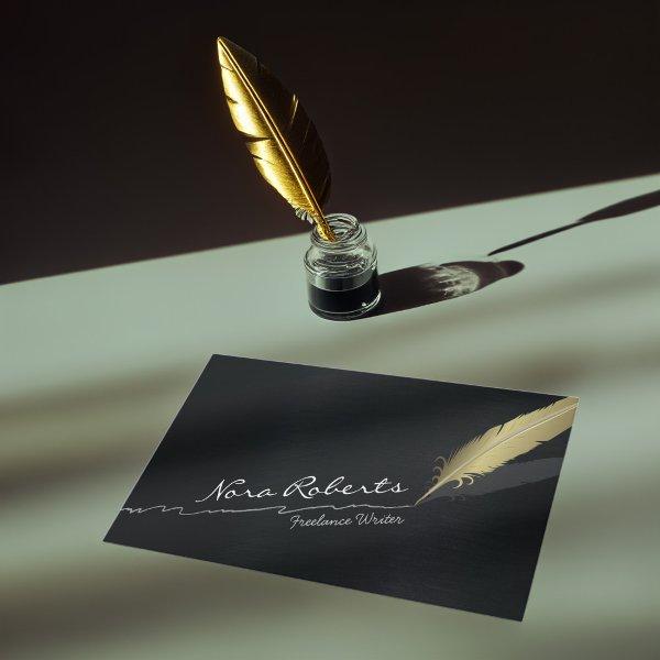 Writers / Authors Black and Gold Quill Feather Pen