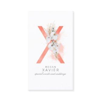 X Letter Monogram White Orchids and Pampas Grass