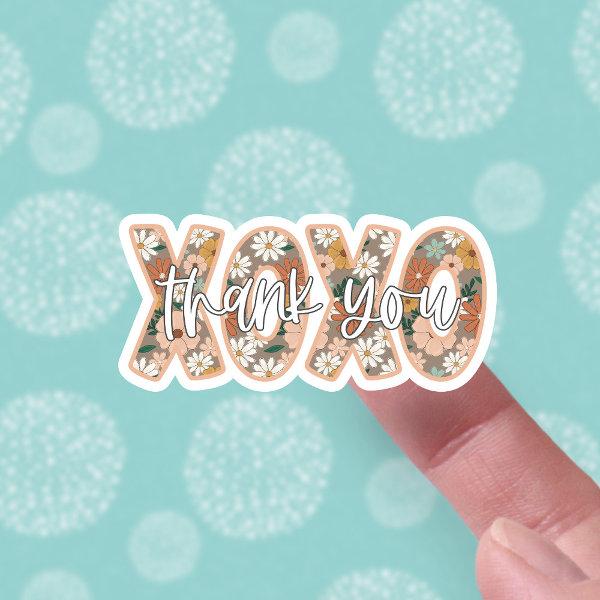 XOXO Thank You Cute Boho Floral Script Overlay Sticker
