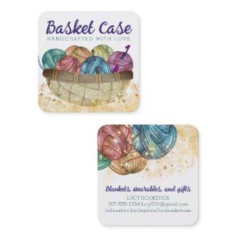 Yarn basket crochet hooks homespun crafts square