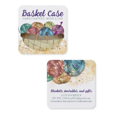 Yarn basket crochet hooks homespun crafts square