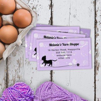 Yarn Knitting Cat With Yarn Lavender