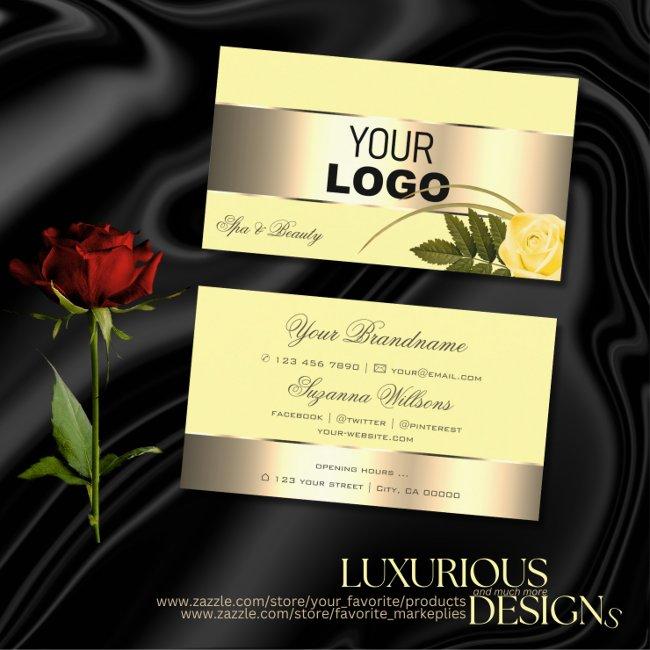 Yellow and Gold Decor Cute Rose Flower with Logo