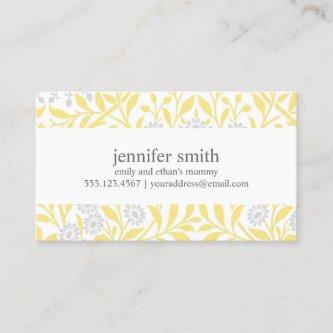 Yellow and Gray Floral Mommy Cards