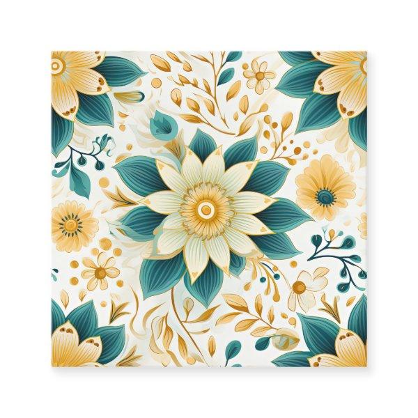 Yellow and Green Floral Seamless Pattern Calling Card