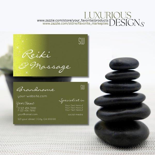 Yellow and Olive Green Glitter Stars with Monogram