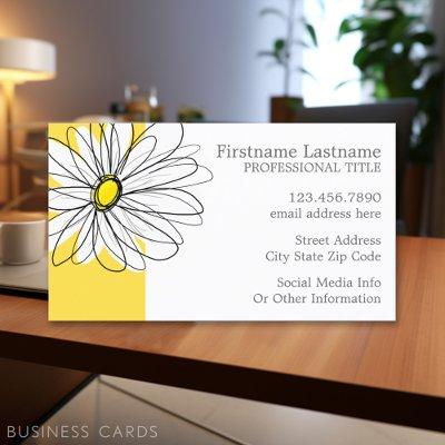 Yellow and White Whimsical Daisy with Custom Text