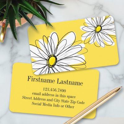 Yellow and White Whimsical Daisy with Custom Text