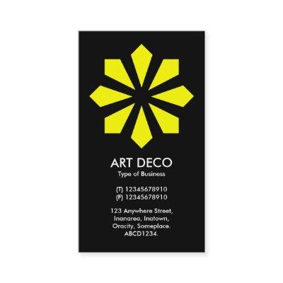 Yellow Art Deco Flower Star - Black