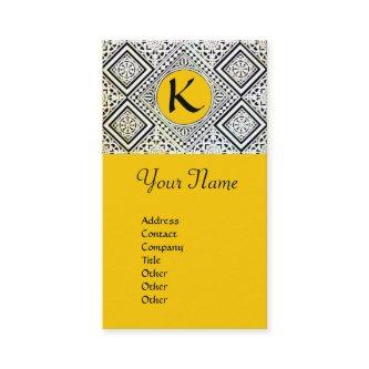 YELLOW BLACK AND WHITE ROMAN EAGLE DAMASK MONOGRAM