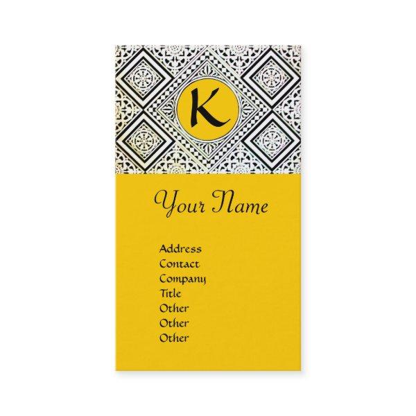 YELLOW BLACK AND WHITE ROMAN EAGLE DAMASK MONOGRAM